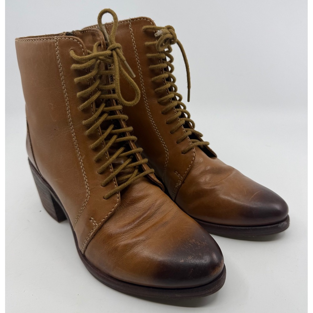 Kelsi Dagger Brooklyn Goodwin Tan Leather Lace Up Ankle Boots‎ Size 7.5M